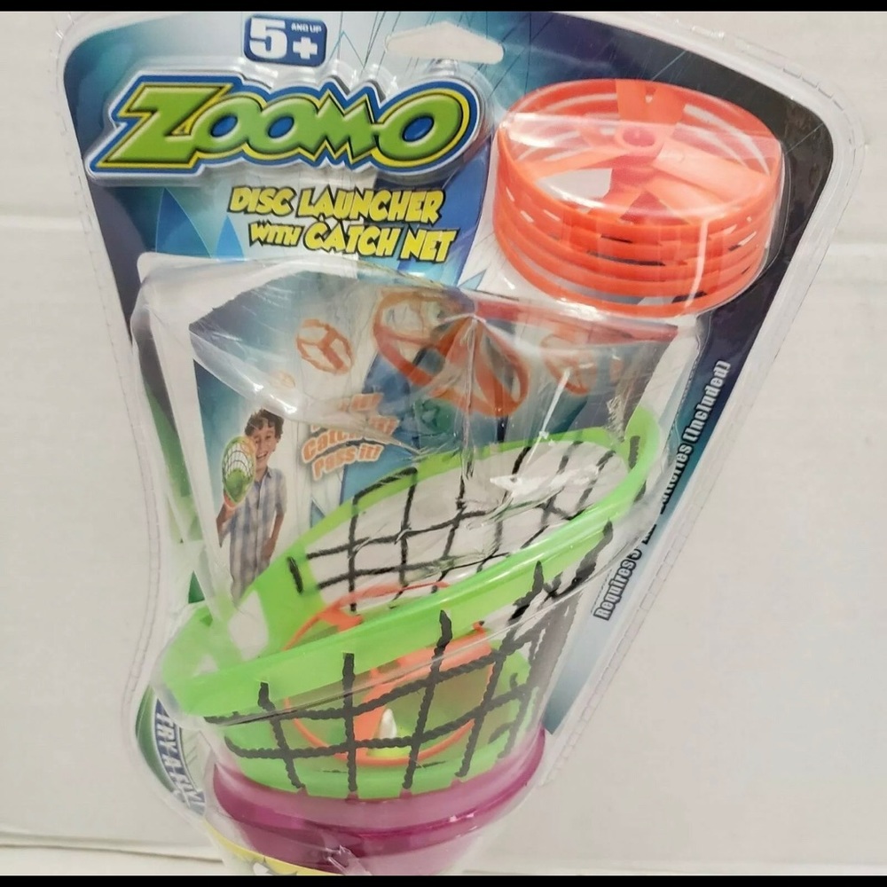 New Zoom O Disc Launcher 6 Flying Discs Catch Net
